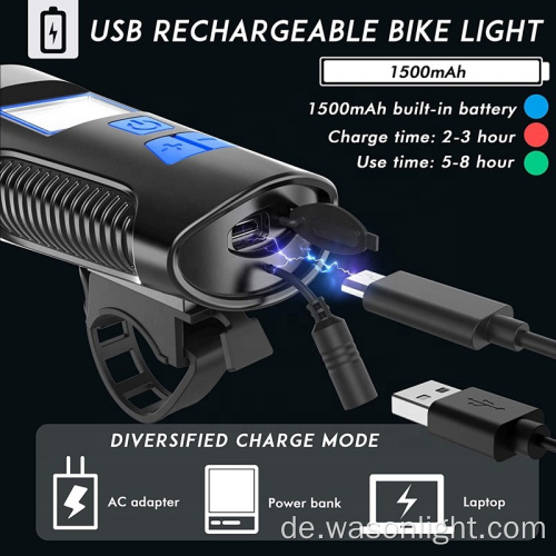 Heißverkauf USB wiederaufladbar Mountain Road Bike Black Light und Front Light Set -Zyklus -Scheinwerfer mit Fahrrad Tachometermesser